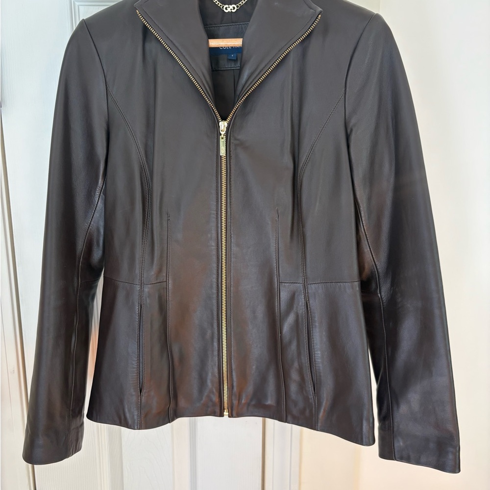 Cole Haan Chocolate Leather Jacket
